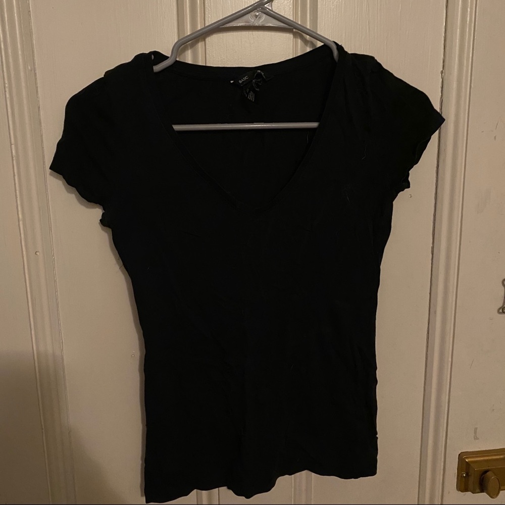 Basic Black H&M Short Sleeve V Neck